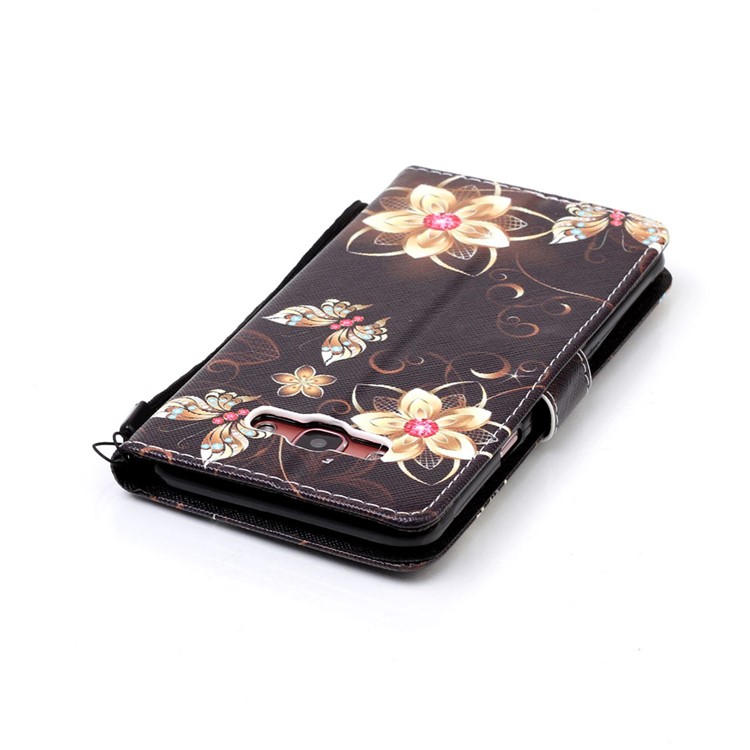 Patterned Leather Wallet Protector Cover with Lanyard for Samsung Galaxy J7 (2016) SM-J710 - Dazzling Flowers and Butterflies-6
