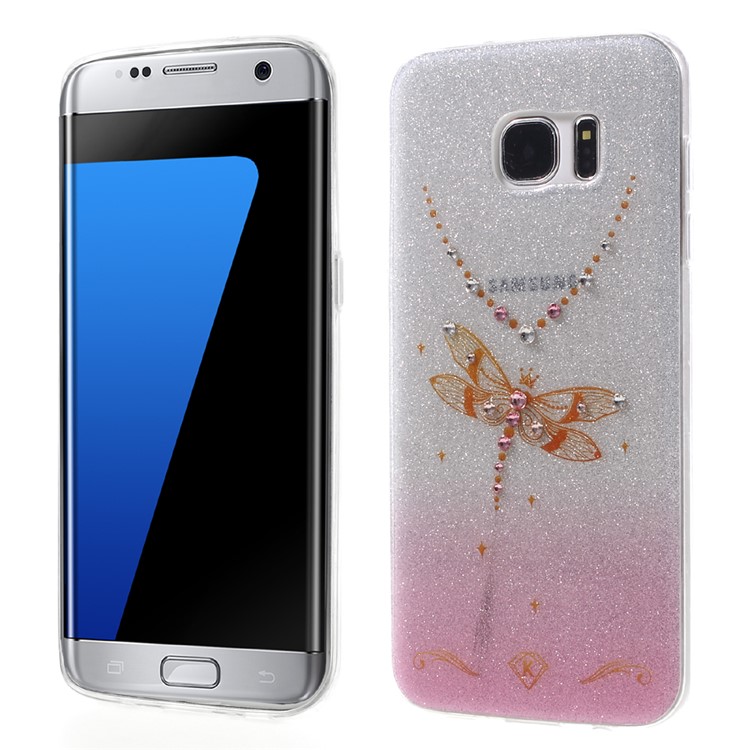 

KAVARO Dragonfly Series Flash Powder TPU Phone Case for Samsung Galaxy S7 edge G935 - Pink