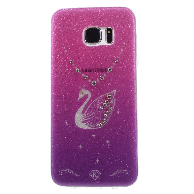 

KAVARO Swan Inlaid Diamond Glittering TPU Mobile Cover for Samsung Galaxy S7 Edge G935 - Purple