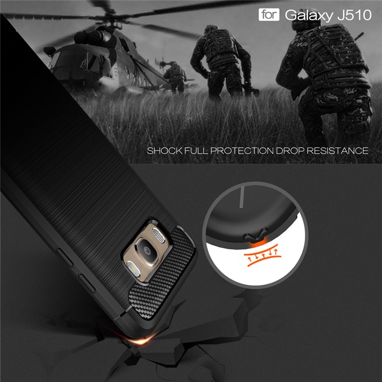 Carbon Fibre Brushed TPU Case for Samsung Galaxy J5 (2016) SM-J510 - Black-5