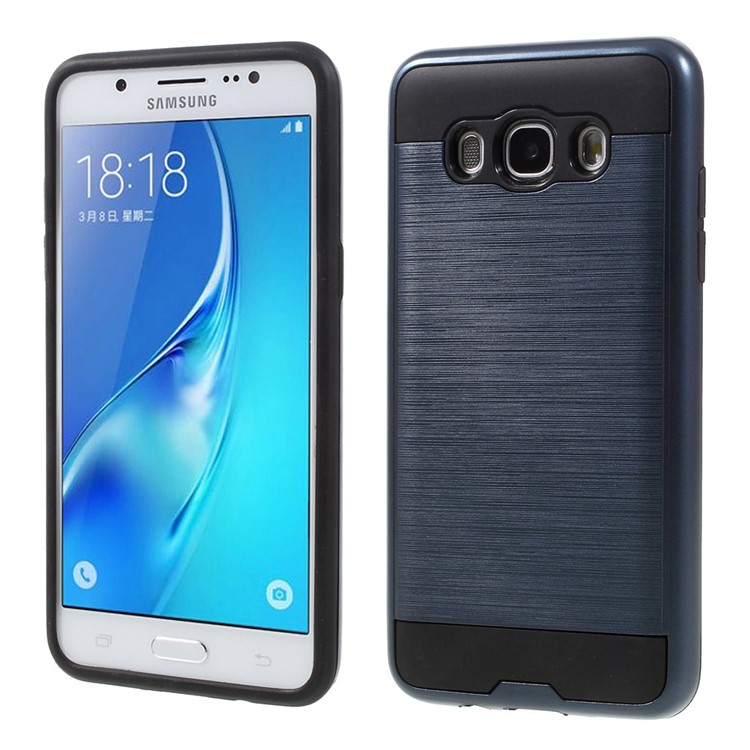

Щеткой PC + TPU Combo Задняя Крышка Чехол Для Samsung Galaxy J5 (2016) SM-J510 - Темно-синий, Galaxy J5 (2016)
