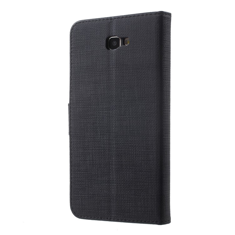 Cloth Texture Wallet Leather Flip Case for Samsung Galaxy On7(2016) / J7 Prime - Black-2