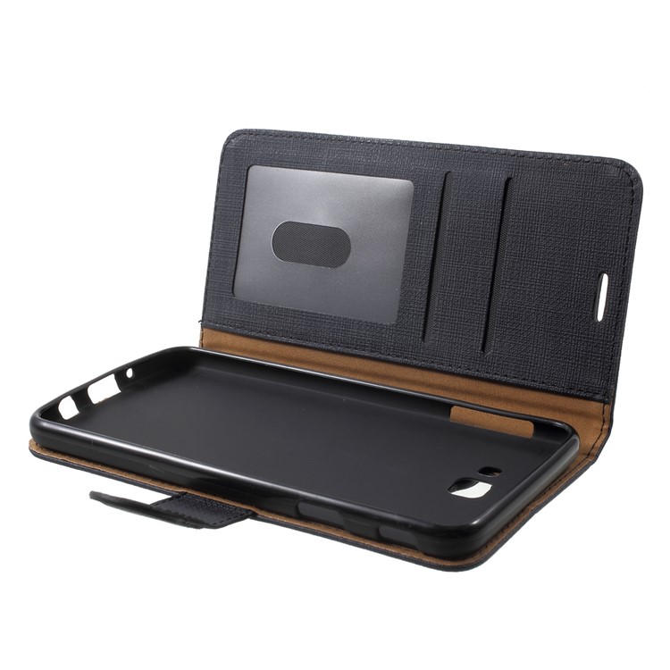 Cloth Texture Wallet Leather Flip Case for Samsung Galaxy On7(2016) / J7 Prime - Black-6