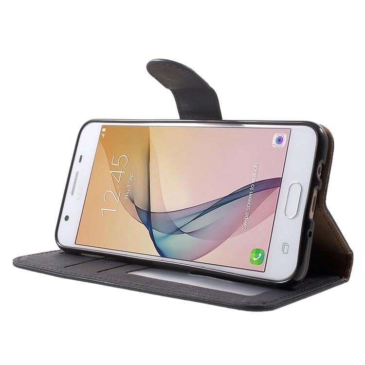 Cloth Texture Wallet Leather Flip Case for Samsung Galaxy On5 2016 / J5 Prime - Black-3