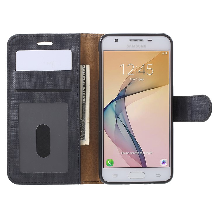 Cloth Texture Wallet Leather Flip Case for Samsung Galaxy On5 2016 / J5 Prime - Black-5