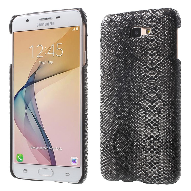 For Samsung Galaxy On7(2016) / J7 Prime Leather Coated Hard Phone Case - Snake Grain-1