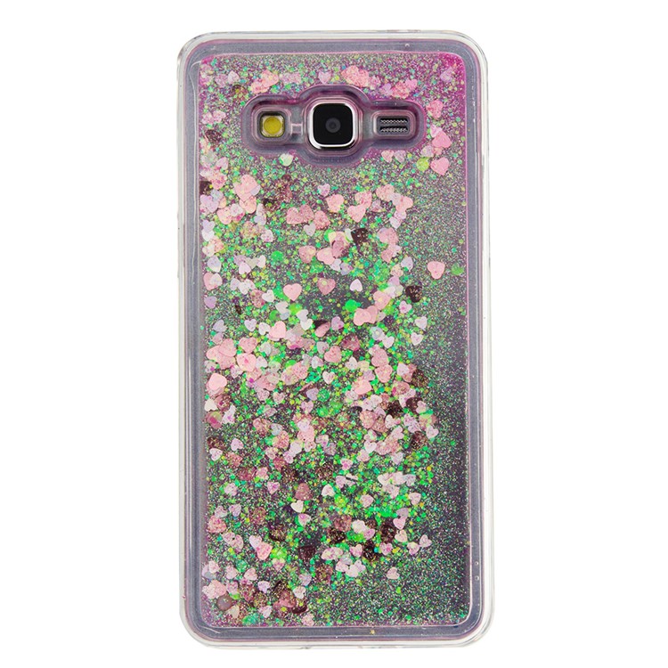 Floating Liquid Bling Glitter Powder TPU Phone Shell for Samsung Galaxy Grand Prime SM-G530 - Pink / Green-4