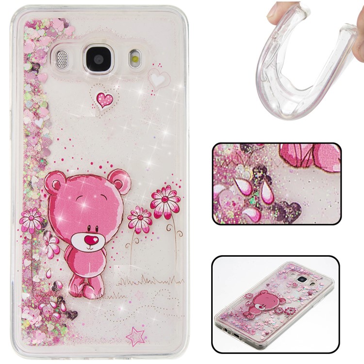 

Powder Sequins Liquid TPU Patterned Case for Samsung Galaxy J5 (2016) SM-J510 - Pink / Cute Bear