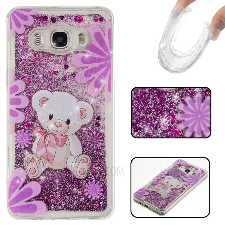 

Glittery Quicksand TPU Patterned Cover for Samsung Galaxy J5 (2016) SM-J510 - Purple / Bear & Flowers