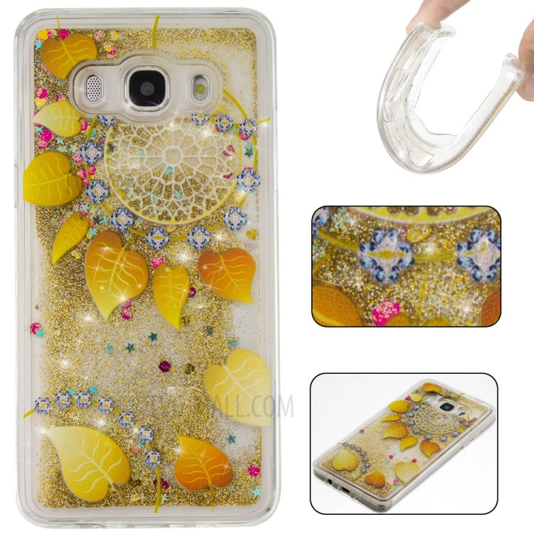 

Patterned Glittery TPU Quicksand Cover for Samsung Galaxy J5 (2016) SM-J510 - Gold / Wreath