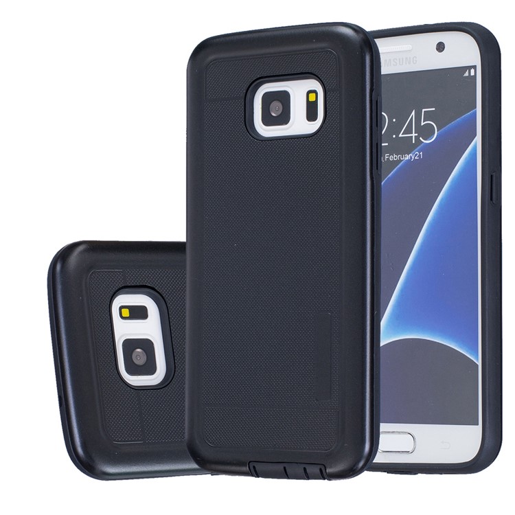 Dot Texture Hybrid PC + TPU Phone Case for Samsung Galaxy S7 G930 - Black-1