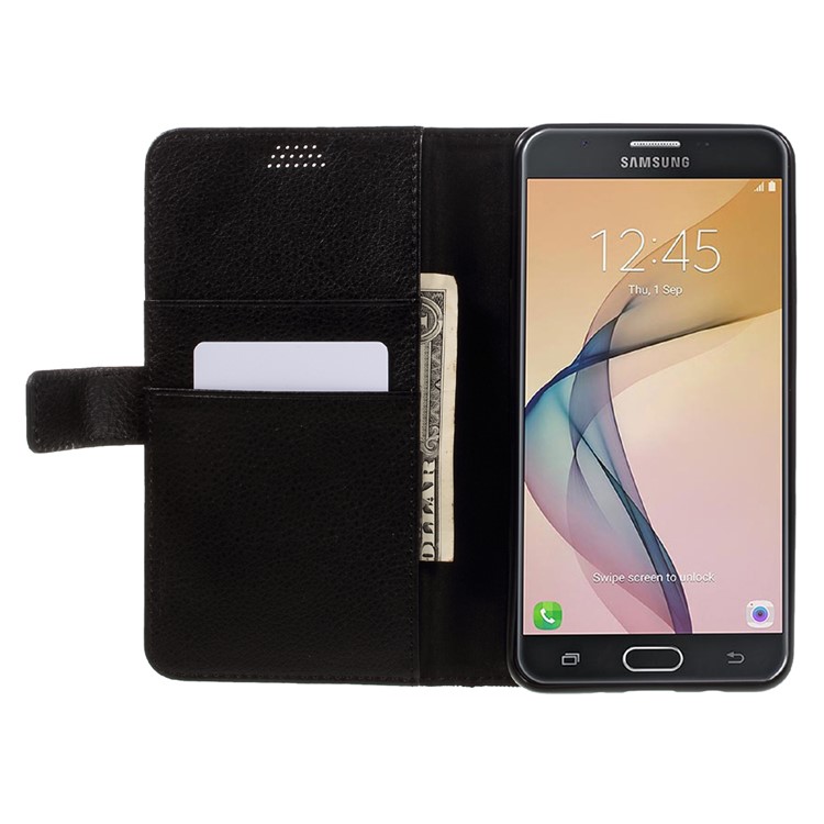 Flip Leather Wallet Stand Case for Samsung Galaxy J7 Prime / On7 2016 - Black-6