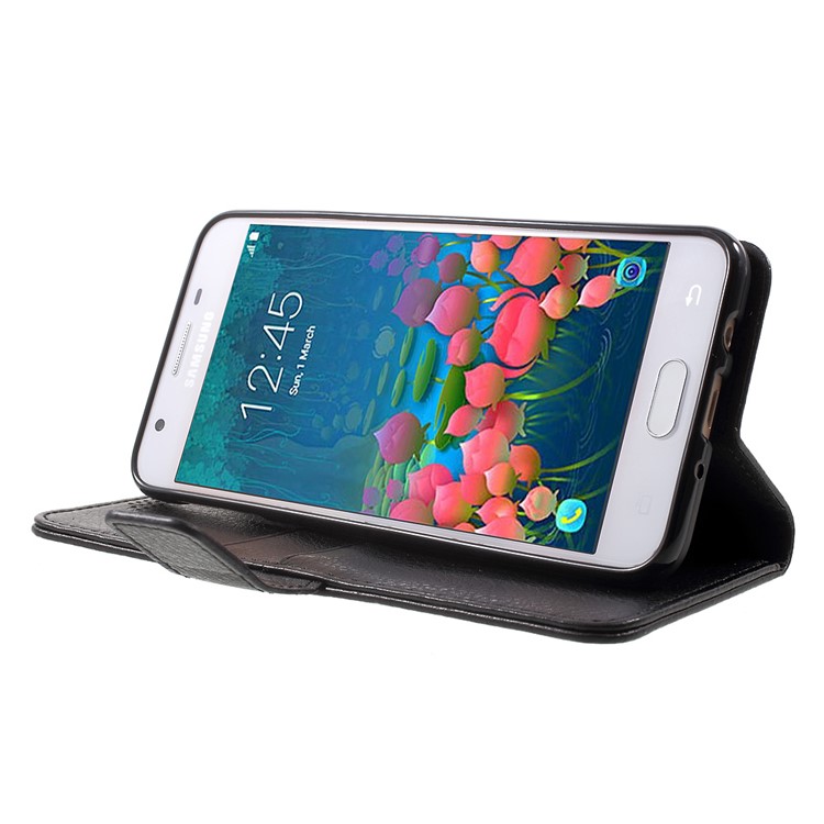 Litchi Texture Wallet Leather Case for Samsung Galaxy J5 Prime / On5 2016 - Black-3