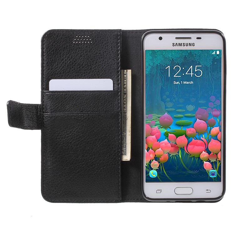 Litchi Texture Wallet Leather Case for Samsung Galaxy J5 Prime / On5 2016 - Black-5