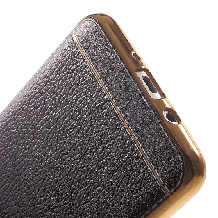 Lychee Grain Leather Coated Plating TPU Case for Samsung Galaxy J7 (2016) - Black-5