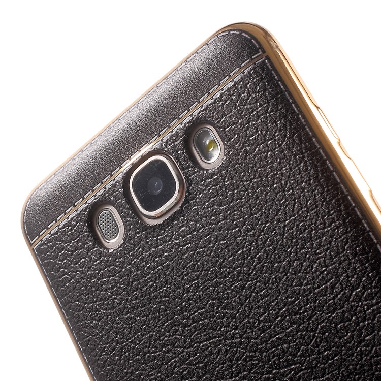 Lychee Grain Leather Coated Plating TPU Case for Samsung Galaxy J7 (2016) - Black-6