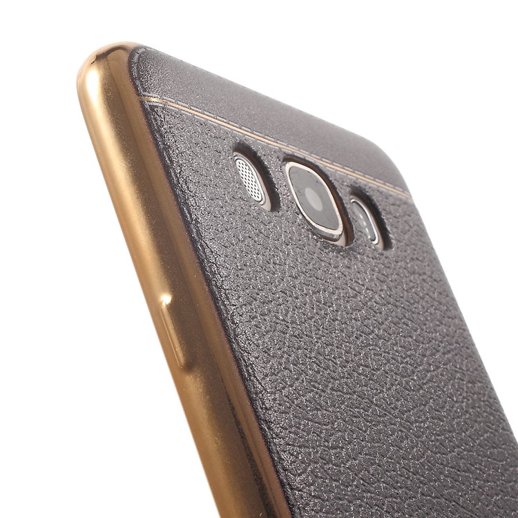 Lychee Grain Leather Coated Plating TPU Case for Samsung Galaxy J7 (2016) - Black-7