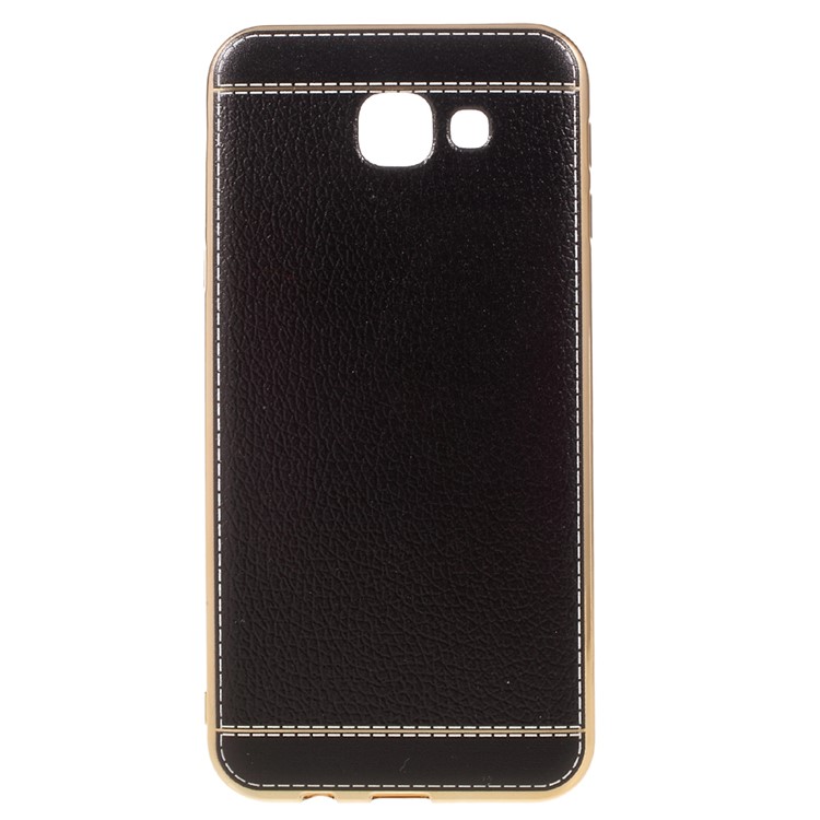 Plated Lychee Leather Skin TPU Case for Samsung Galaxy A8 (2016) - Black-1