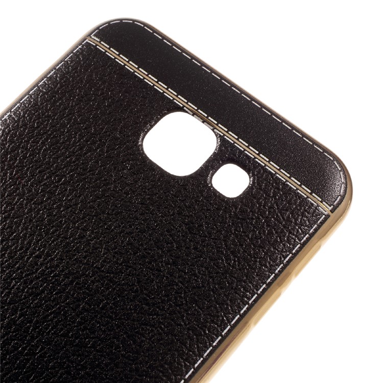 Plated Lychee Leather Skin TPU Case for Samsung Galaxy A8 (2016) - Black-2