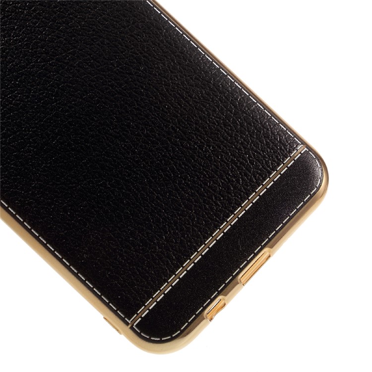 Plated Lychee Leather Skin TPU Case for Samsung Galaxy A8 (2016) - Black-3