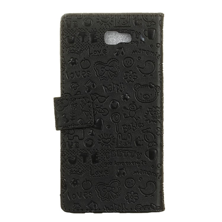 Cartoon Graffiti Stand Wallet Leather Case for Samsung Galaxy On8 - Black-2