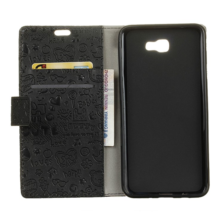 Cartoon Graffiti Stand Wallet Leather Case for Samsung Galaxy On8 - Black-3