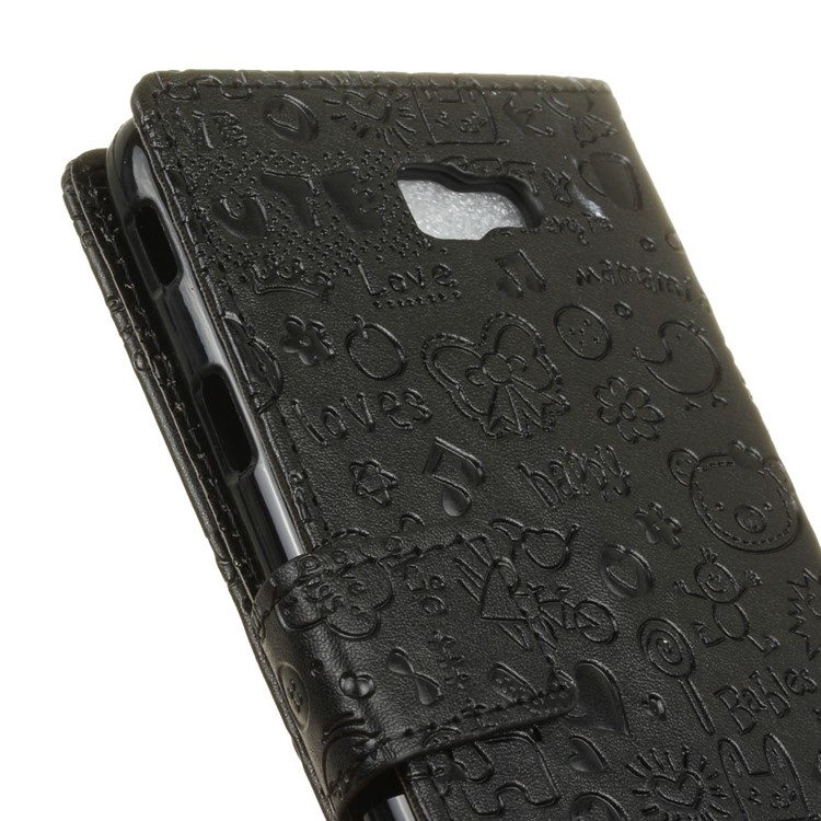 Cartoon Graffiti Stand Wallet Leather Case for Samsung Galaxy On8 - Black-7