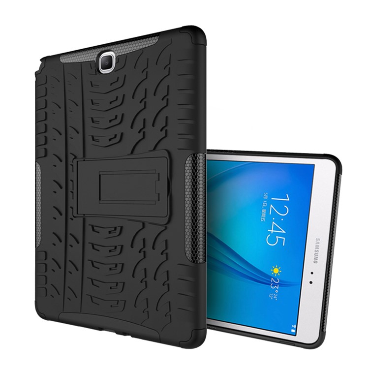 Tire Pattern Hybrid PC + TPU Kickstand Case for Samsung Galaxy Tab A 9.7 T550 T555 - Black-3