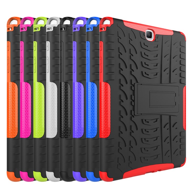 Tire Pattern Hybrid PC + TPU Kickstand Case for Samsung Galaxy Tab A 9.7 T550 T555 - Black-4