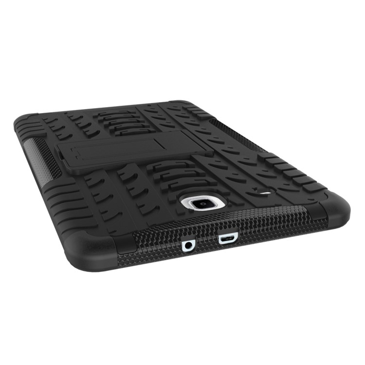 Reifenmuster Hybrid -pc + TPU -kickstand -hülle Für Samsung Galaxy Tab E 9.6 T560 - Schwarz