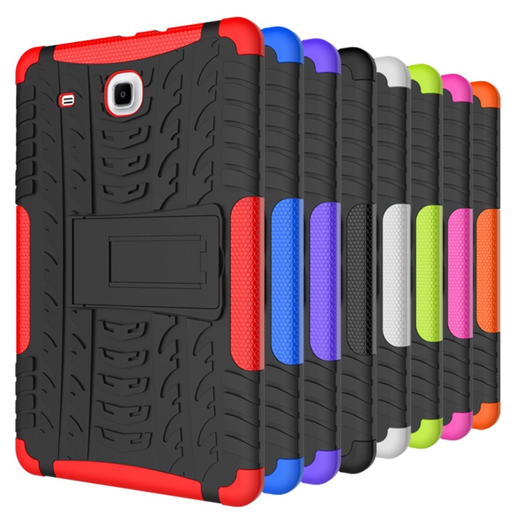 Tire Pattern Hybrid PC + TPU Kickstand Case for Samsung Galaxy Tab E 9.6 T560 - Black-13