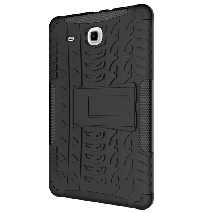 Tire Pattern Hybrid PC + TPU Kickstand Case Pour Samsung Galaxy Tab E 9.6 T560 - le Noir