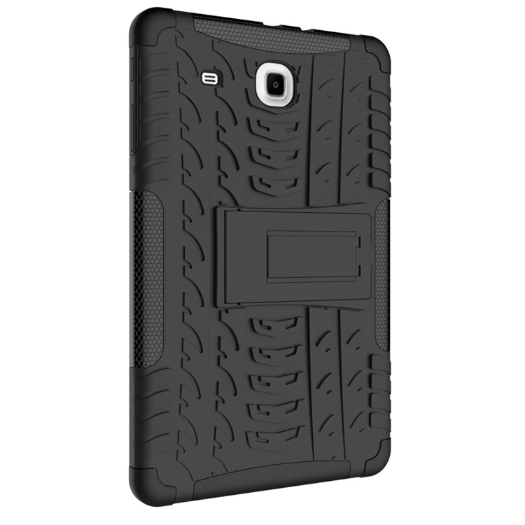 Tire Pattern Hybrid PC + TPU Kickstand Case for Samsung Galaxy Tab E 9.6 T560 - Black-6