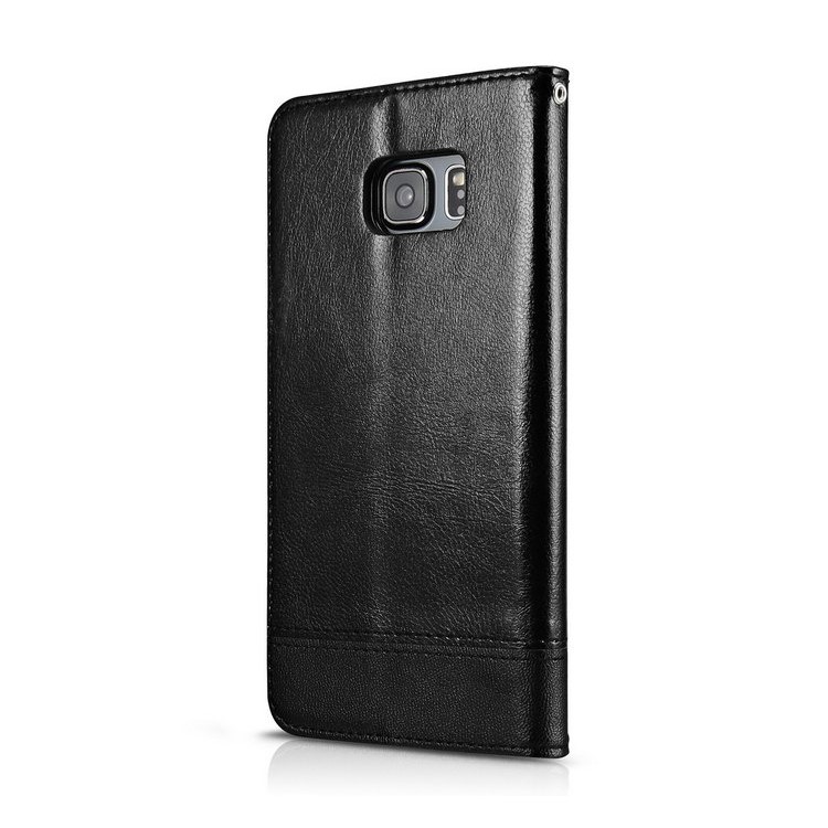 Card Holder Leather Stand Phone Case for Samsung Galaxy S7 G930 with Wrist Strap - Black-3