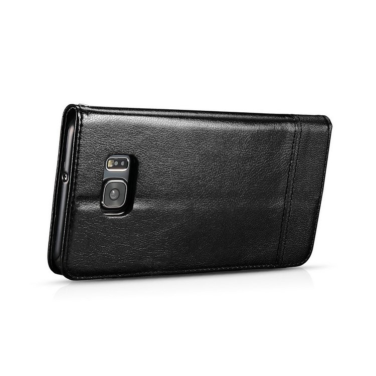 Card Holder Leather Stand Phone Case for Samsung Galaxy S7 G930 with Wrist Strap - Black-4