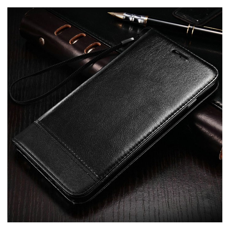 Card Holder Leather Stand Phone Case for Samsung Galaxy S7 G930 with Wrist Strap - Black-5