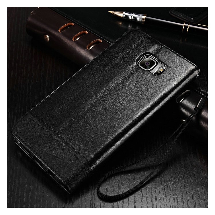 Card Holder Leather Stand Phone Case for Samsung Galaxy S7 G930 with Wrist Strap - Black-6