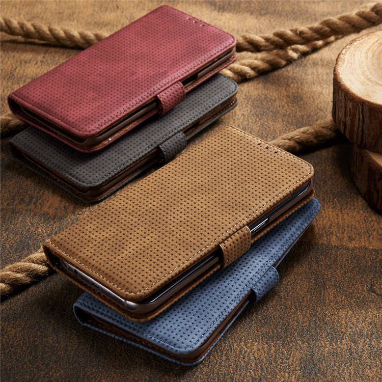 Mesh Heat Dissipation Retro Leather Wallet Stand Case for Samsung Galaxy S7 G930 - Grey-20