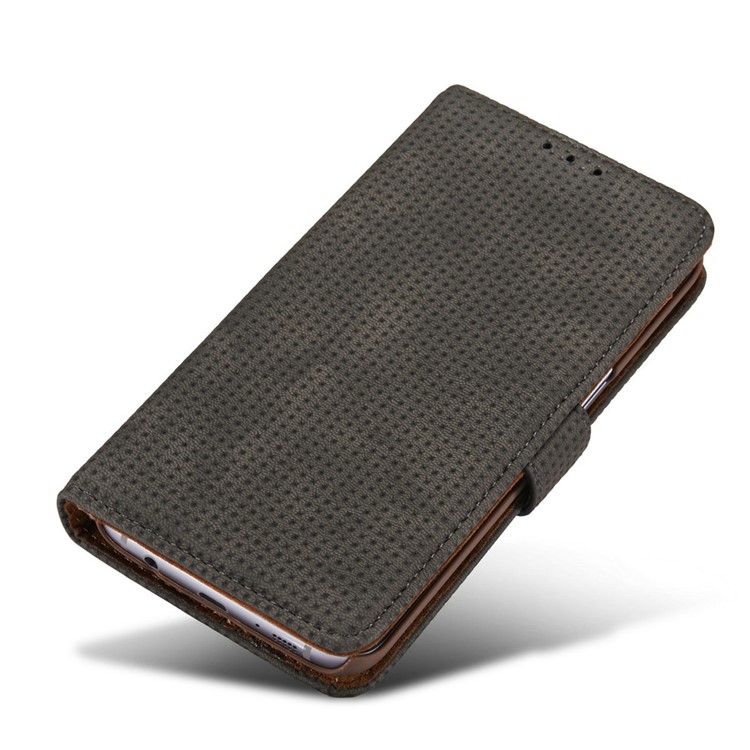 Grid Pattern Retro Leather Wallet Stand Case for Samsung Galaxy S7 Edge G935 - Grey-11