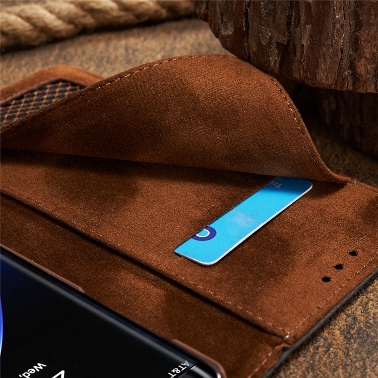 Grid Pattern Retro Leather Wallet Stand Case for Samsung Galaxy S7 Edge G935 - Grey-19