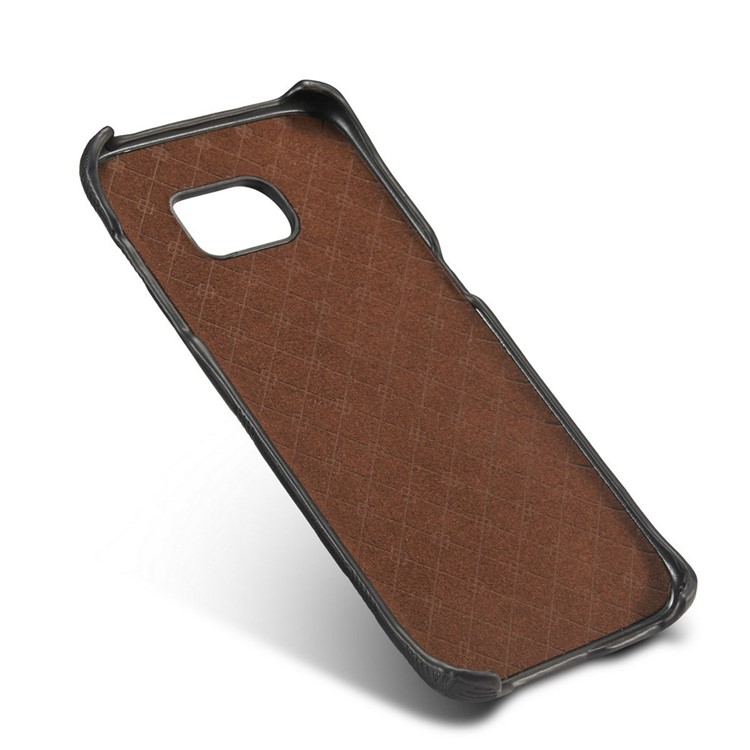Retro Convex Lattice Pattern Genuine Leather Coated PC Hard Case for Samsung Galaxy S7 G930 - Black-11