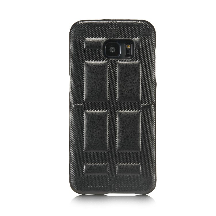 Retro Convex Lattice Pattern Genuine Leather Coated PC Hard Case for Samsung Galaxy S7 G930 - Black-6