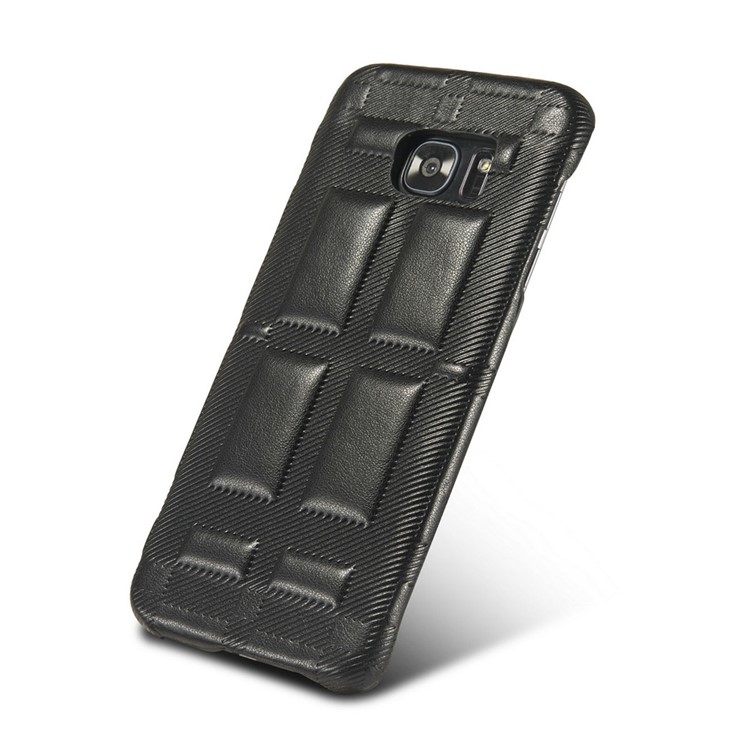 Retro Convex Lattice Pattern Genuine Leather Coated PC Hard Case for Samsung Galaxy S7 G930 - Black-7