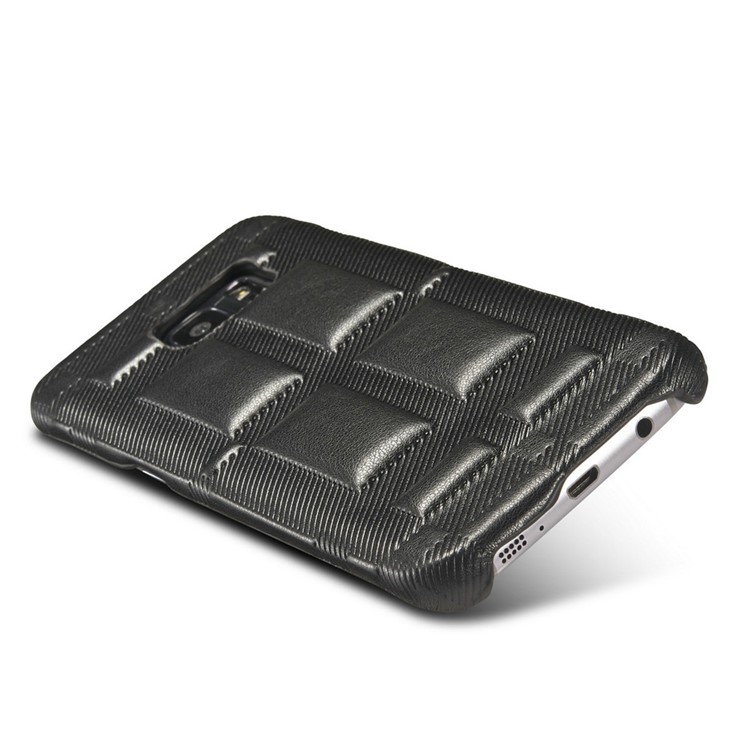 Retro Convex Lattice Pattern Genuine Leather Coated PC Hard Case for Samsung Galaxy S7 G930 - Black-8