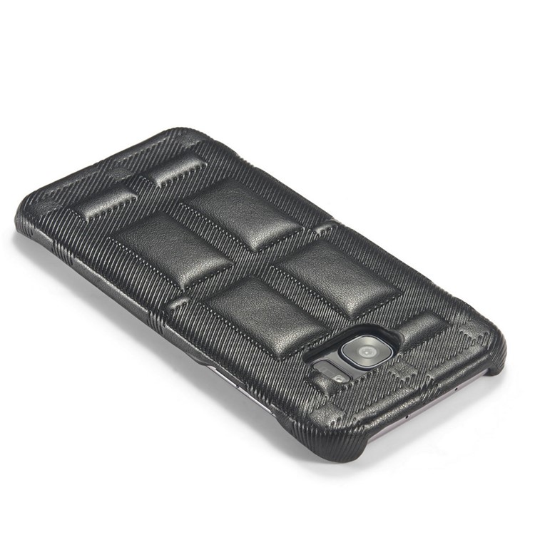 Retro Convex Lattice Pattern Genuine Leather Coated PC Case for Samsung Galaxy S7 Edge G935 - Black-9