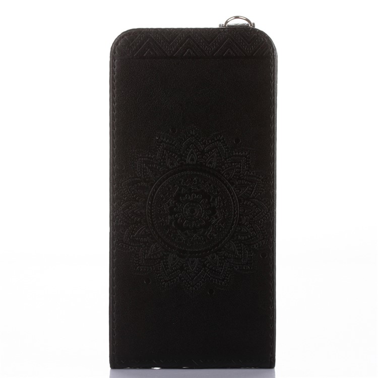 Mandala Flower Vertical Flip Stand Leather Card Slot Case for Samsung Galaxy S7 Edge G935 - Black-1