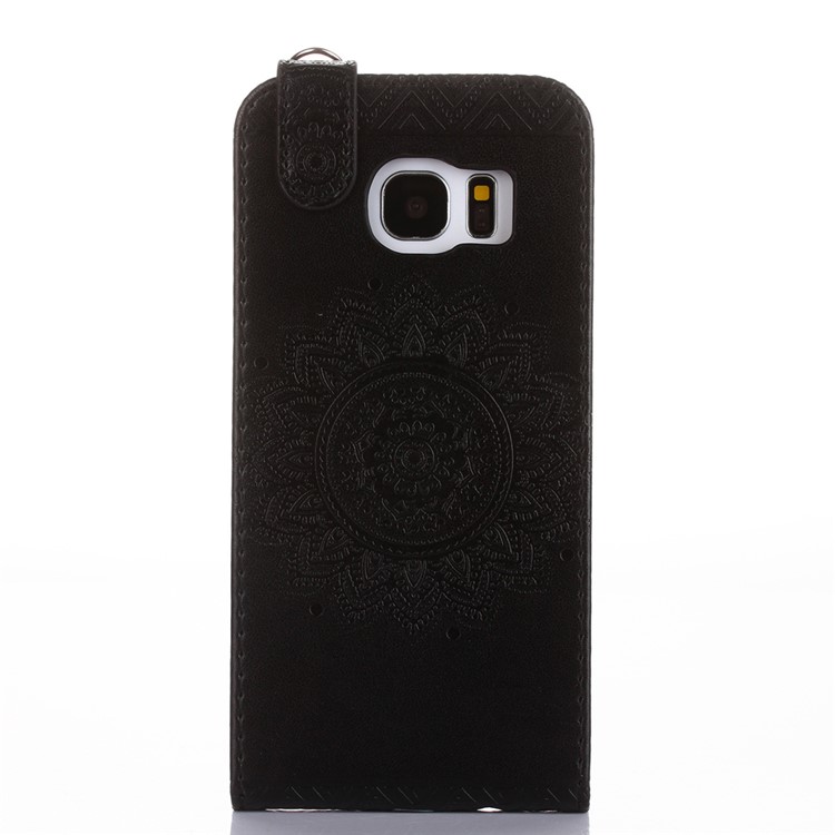 Mandala Flower Vertical Flip Stand Leather Card Slot Case for Samsung Galaxy S7 Edge G935 - Black-2
