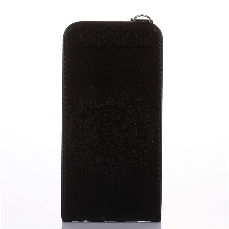 Mandala Flower Vertical Flip Stand Leather Card Slot Case for Samsung Galaxy S7 G930 - Black-1