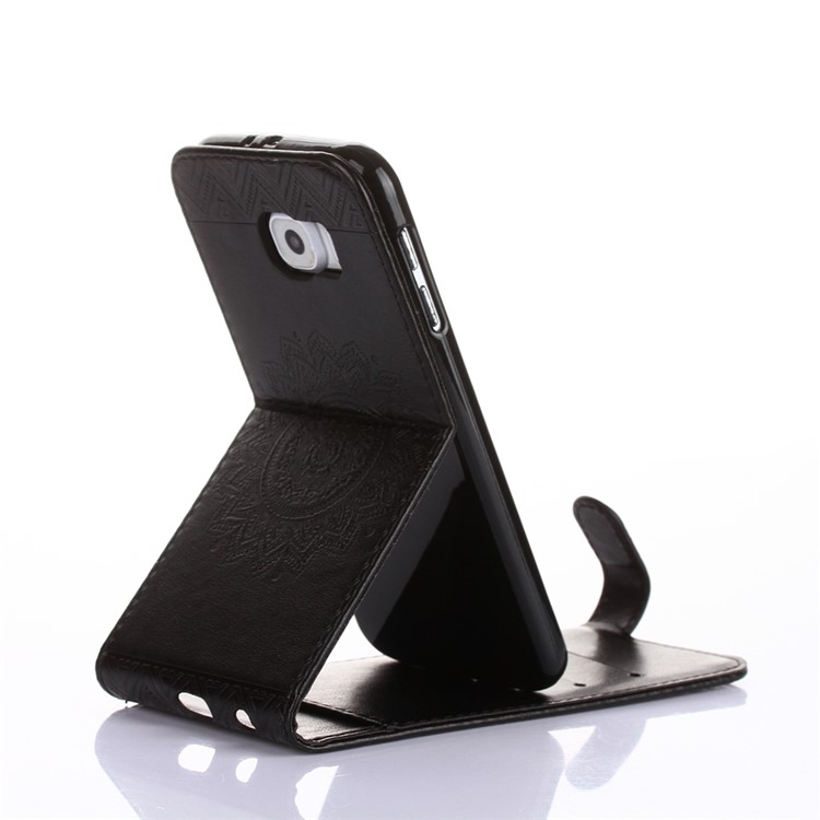 Mandala Flower Vertical Flip Stand Leather Card Slot Case for Samsung Galaxy S7 G930 - Black-3