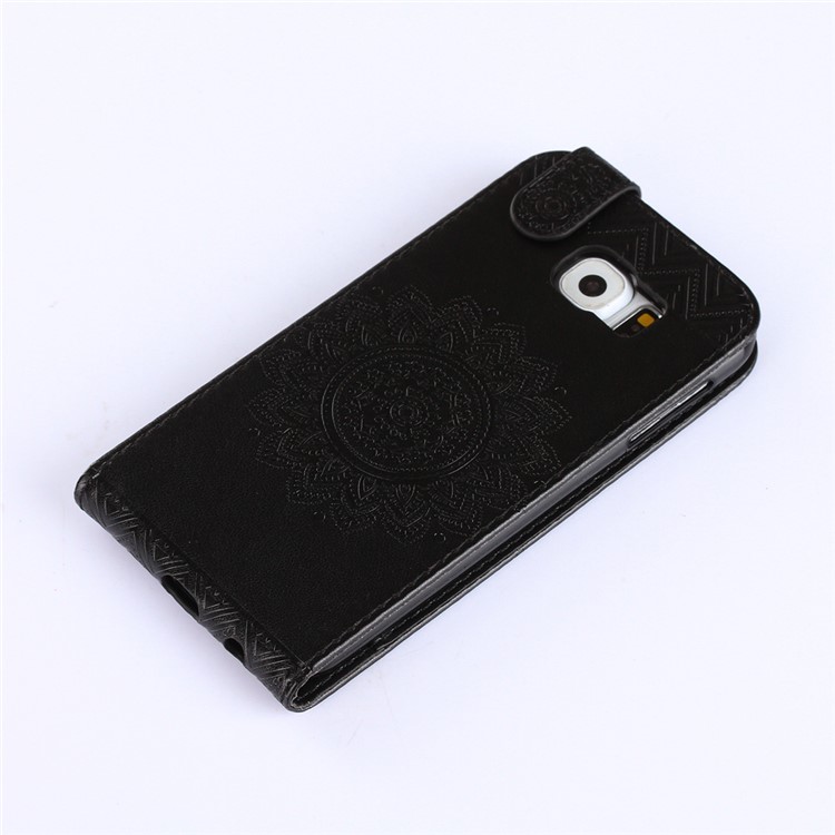 Mandala Flower Vertical Flip Stand Leather Card Slot Case for Samsung Galaxy S7 G930 - Black-4